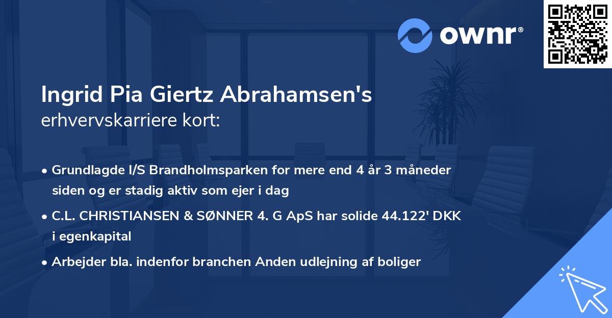 Ingrid Pia Giertz Abrahamsen's erhvervskarriere kort