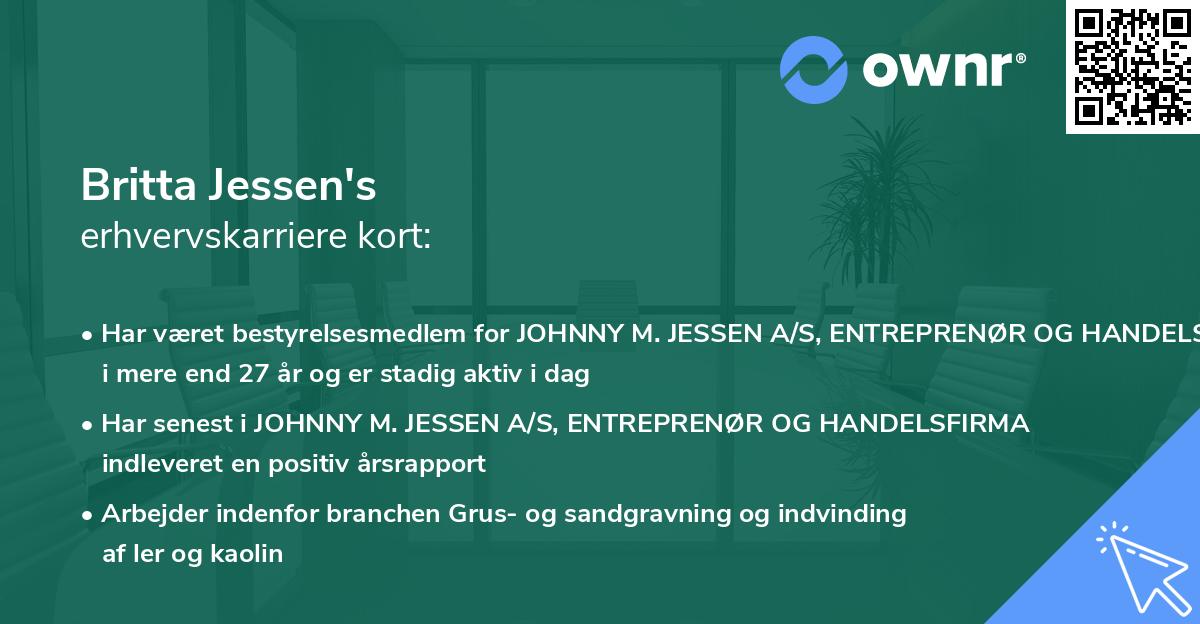 Britta Jessen's erhvervskarriere kort