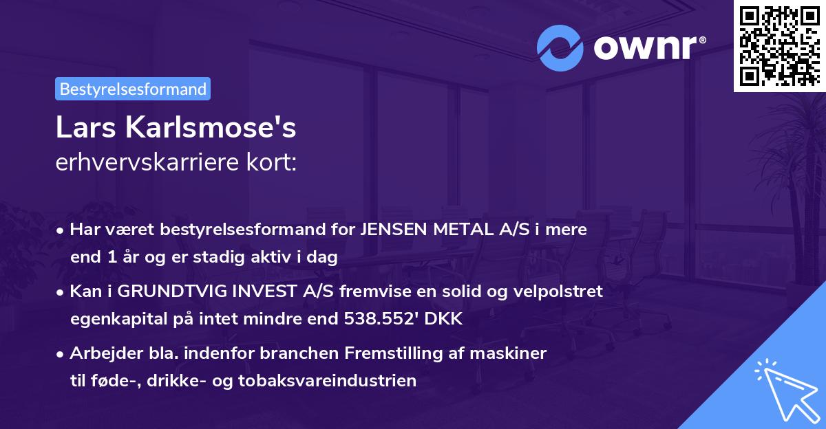 Lars Karlsmose's erhvervskarriere kort