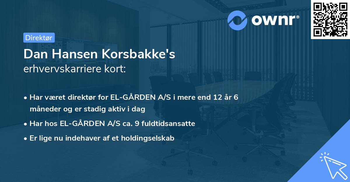 Dan Hansen Korsbakke's erhvervskarriere kort