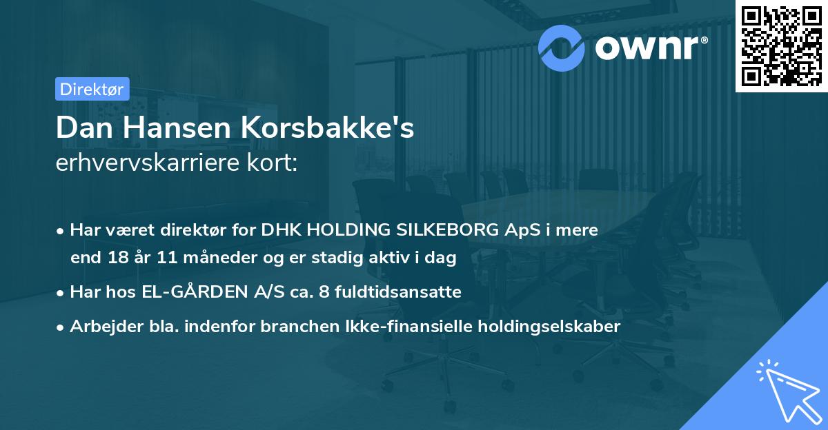 Dan Hansen Korsbakke's erhvervskarriere kort
