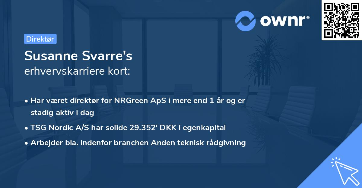 Susanne Svarre's erhvervskarriere kort
