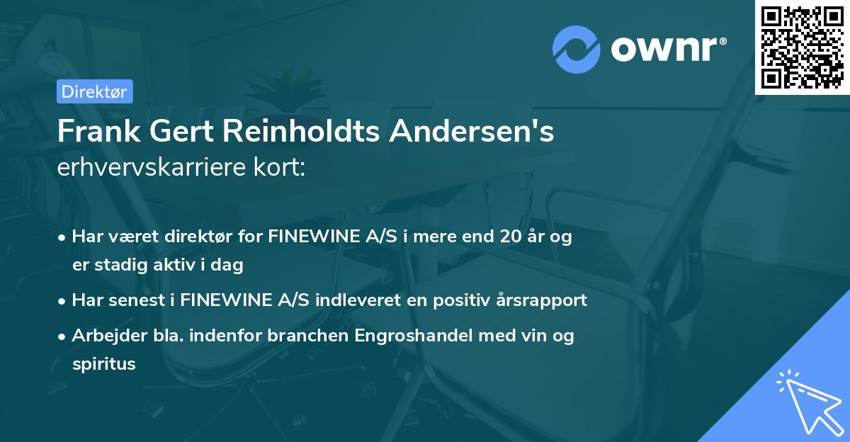 Frank Gert Reinholdts Andersen's erhvervskarriere kort