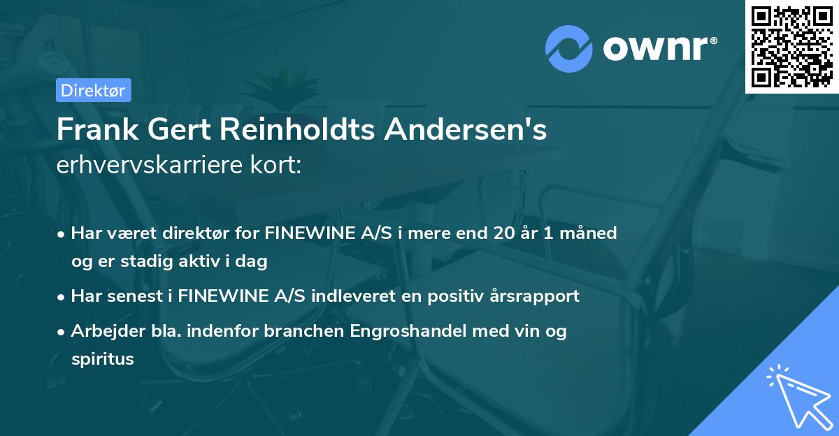 Frank Gert Reinholdts Andersen's erhvervskarriere kort
