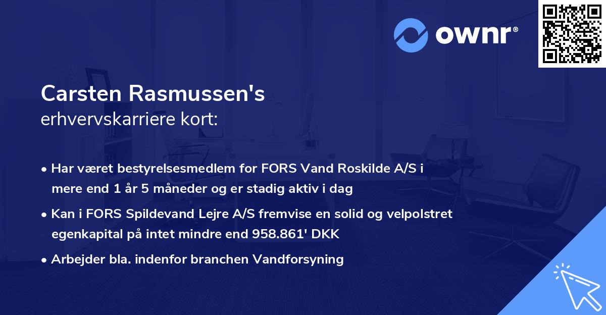 Carsten Rasmussen's erhvervskarriere kort