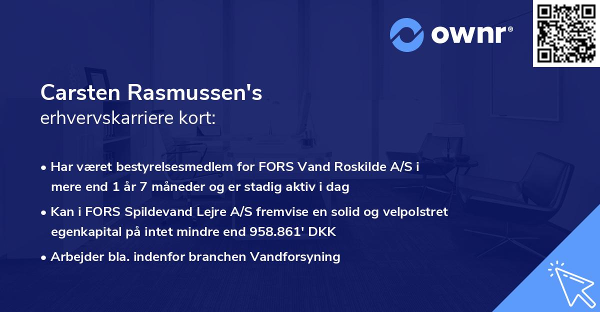 Carsten Rasmussen's erhvervskarriere kort