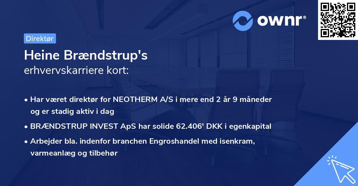 Heine Brændstrup's erhvervskarriere kort