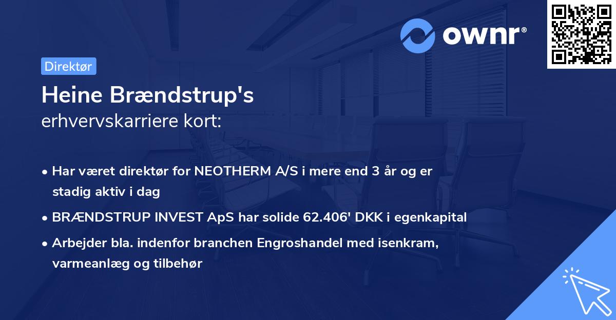 Heine Brændstrup's erhvervskarriere kort