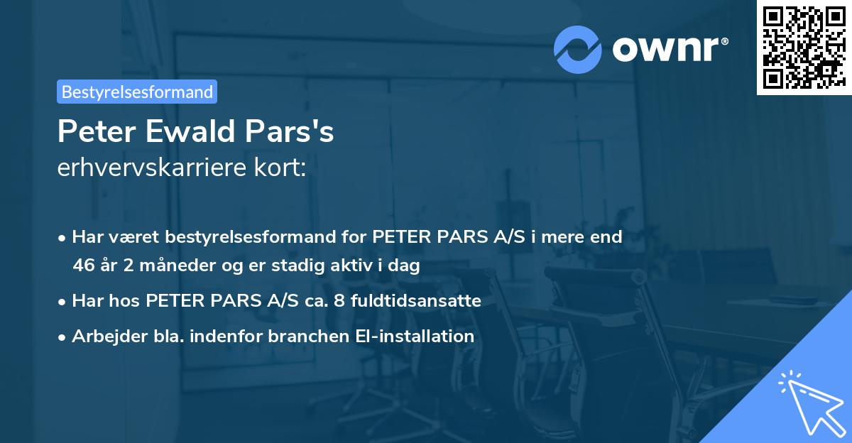 Peter Ewald Pars's erhvervskarriere kort