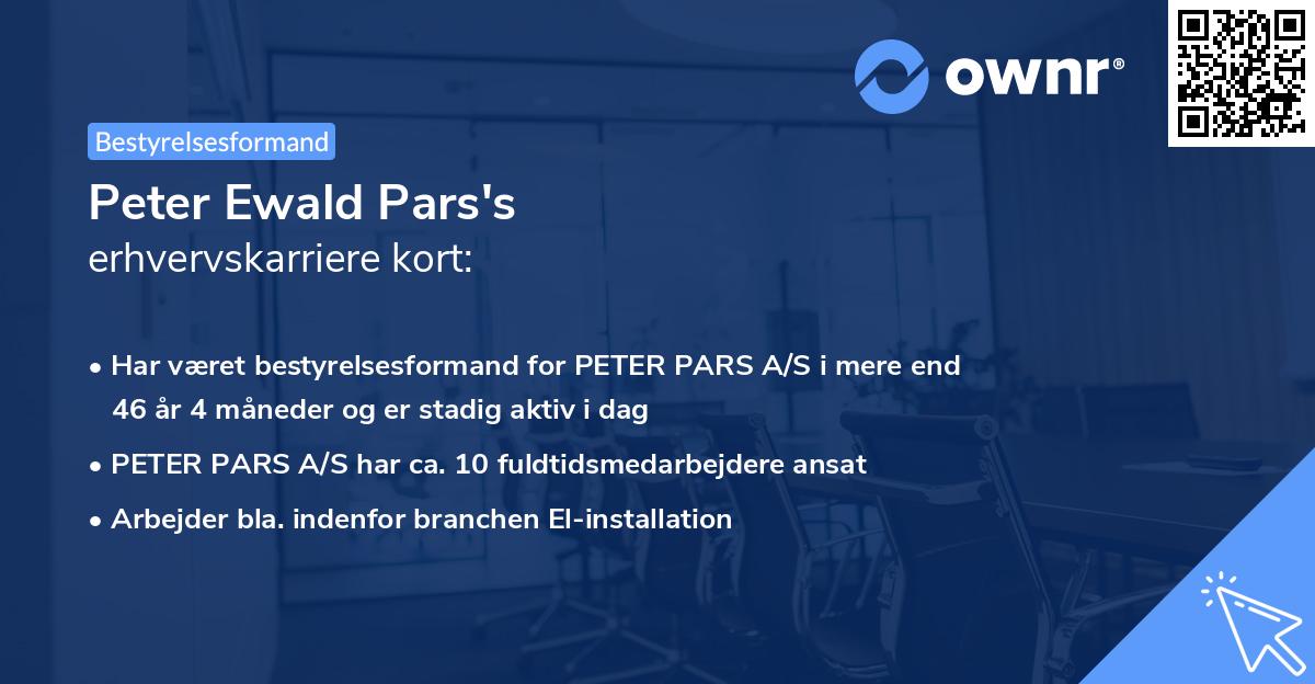 Peter Ewald Pars's erhvervskarriere kort