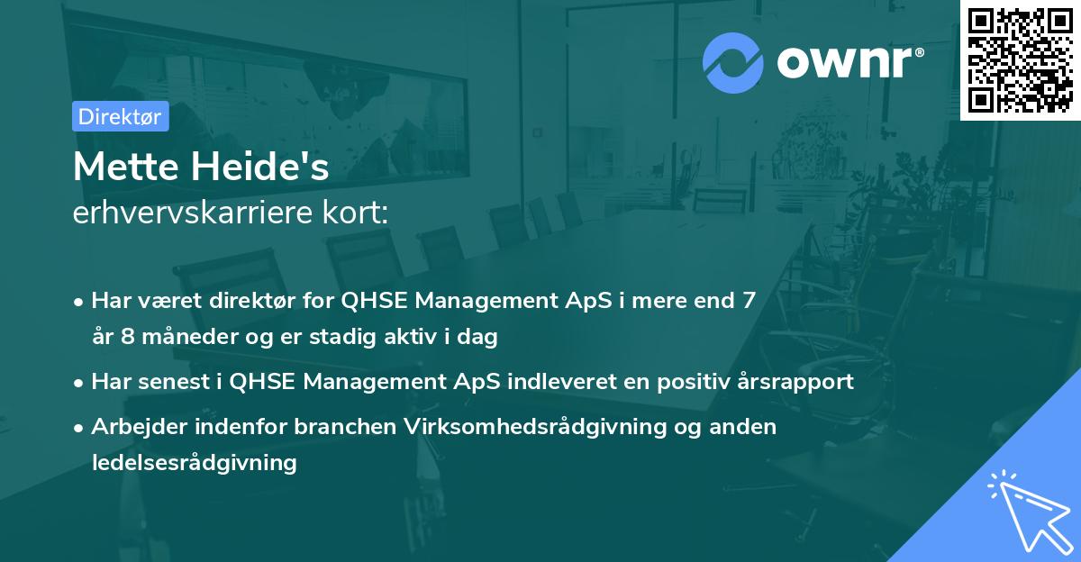 Mette Heide's erhvervskarriere kort