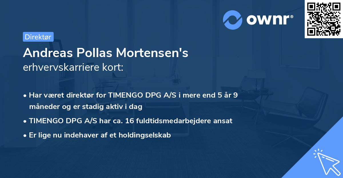 Andreas Pollas Mortensen's erhvervskarriere kort