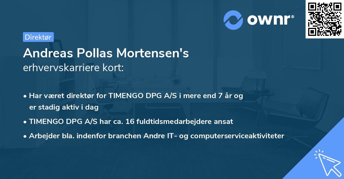 Andreas Pollas Mortensen's erhvervskarriere kort