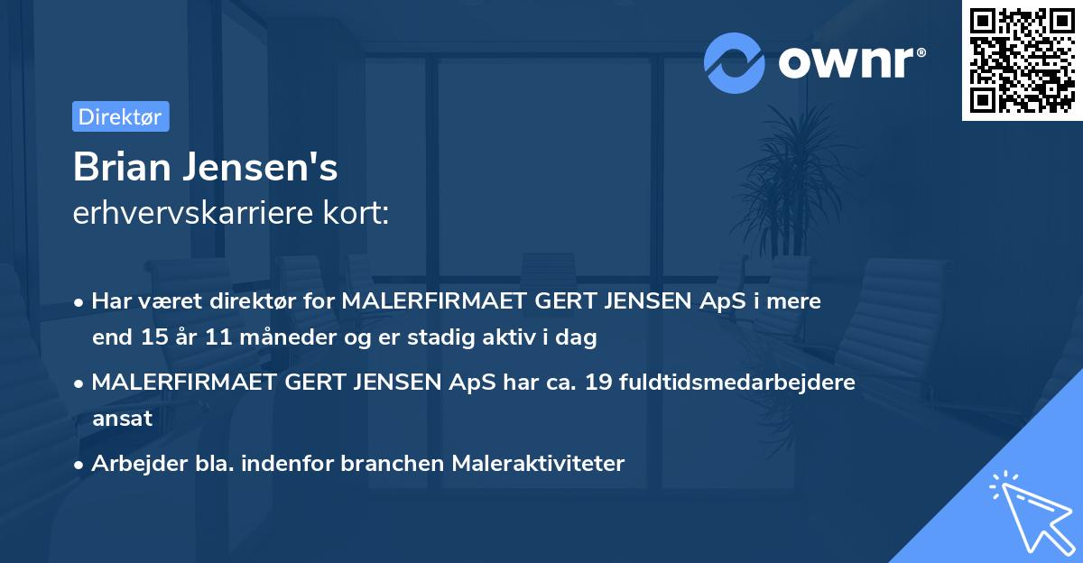 Brian Jensen's erhvervskarriere kort