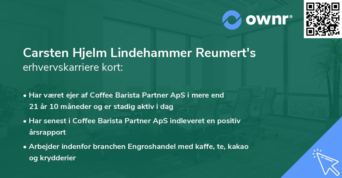 Carsten Hjelm Lindehammer Reumert's erhvervskarriere kort