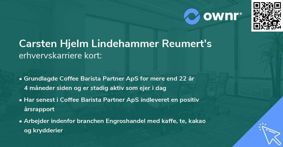 Carsten Hjelm Lindehammer Reumert's erhvervskarriere kort