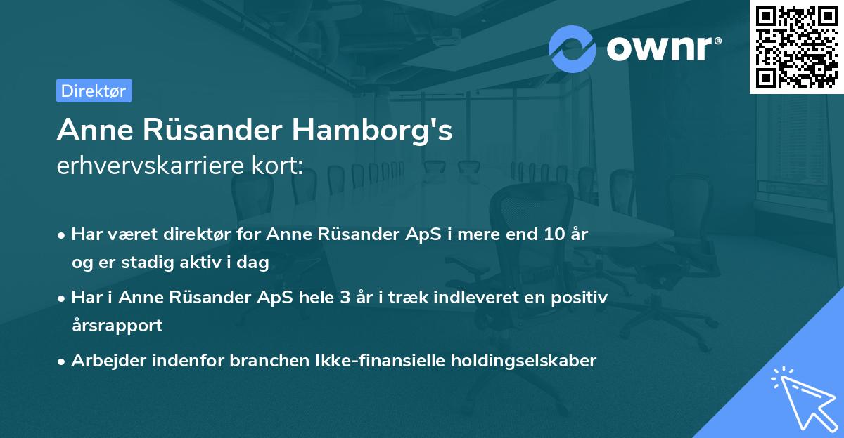 Anne Rüsander Hamborg's erhvervskarriere kort