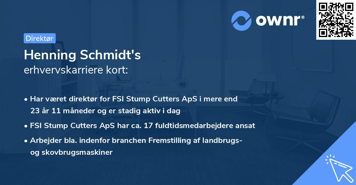 Henning Schmidt's erhvervskarriere kort