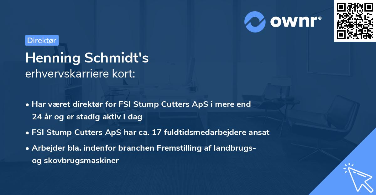 Henning Schmidt's erhvervskarriere kort