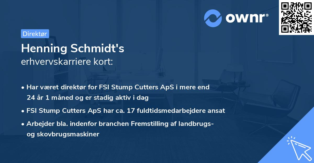 Henning Schmidt's erhvervskarriere kort