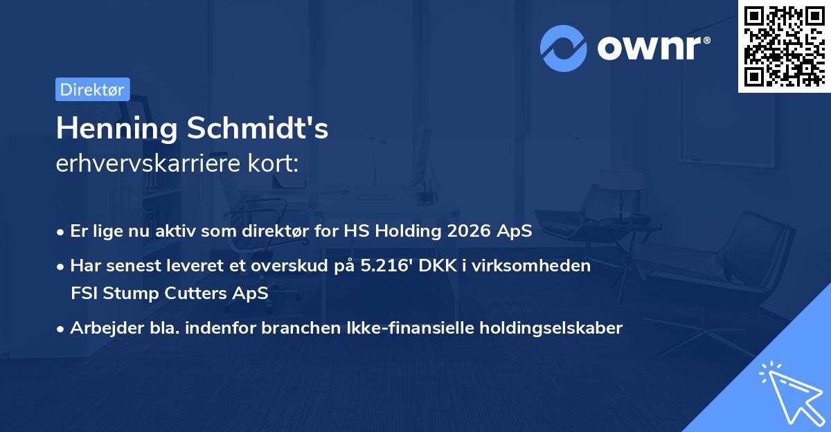 Henning Schmidt's erhvervskarriere kort