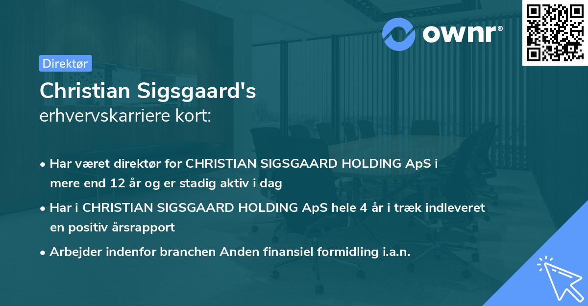 Christian Sigsgaard's erhvervskarriere kort