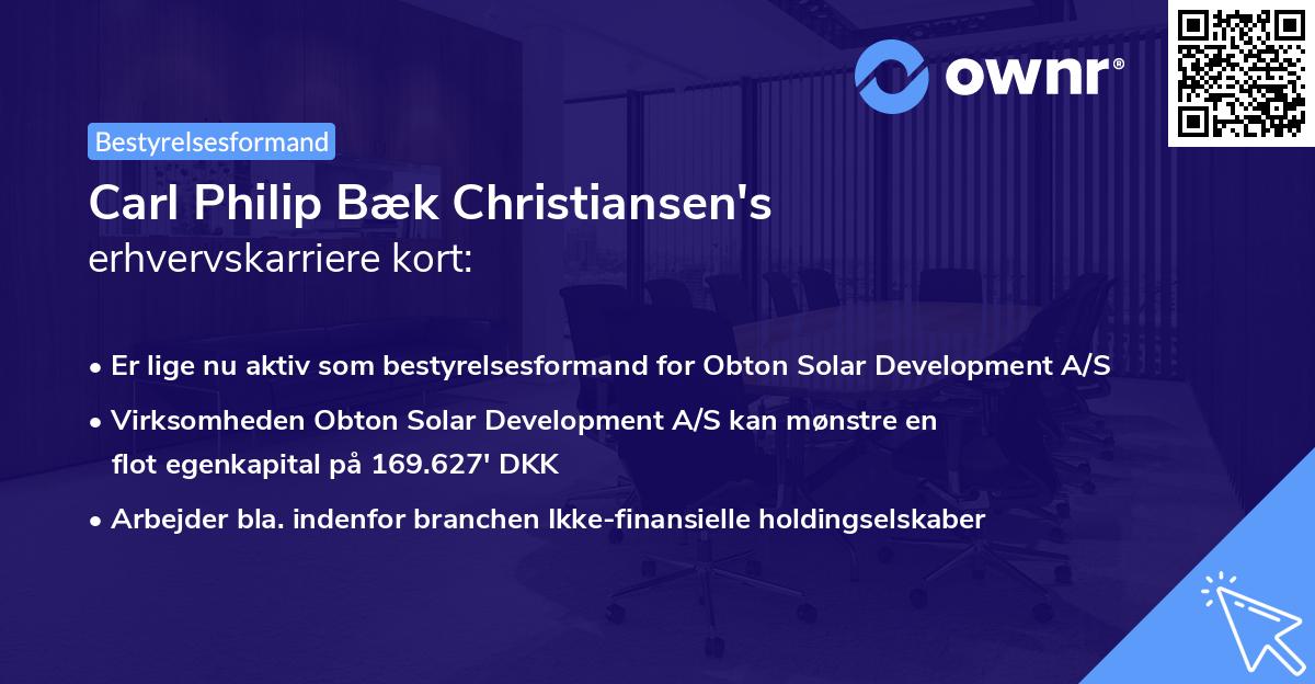 Carl Philip Bæk Christiansen's erhvervskarriere kort