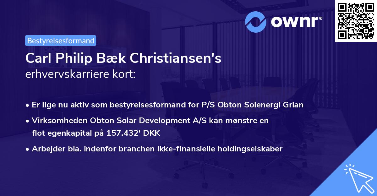 Carl Philip Bæk Christiansen's erhvervskarriere kort