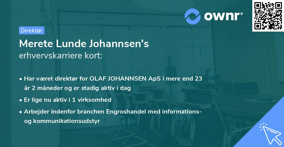 Merete Lunde Johannsen's erhvervskarriere kort