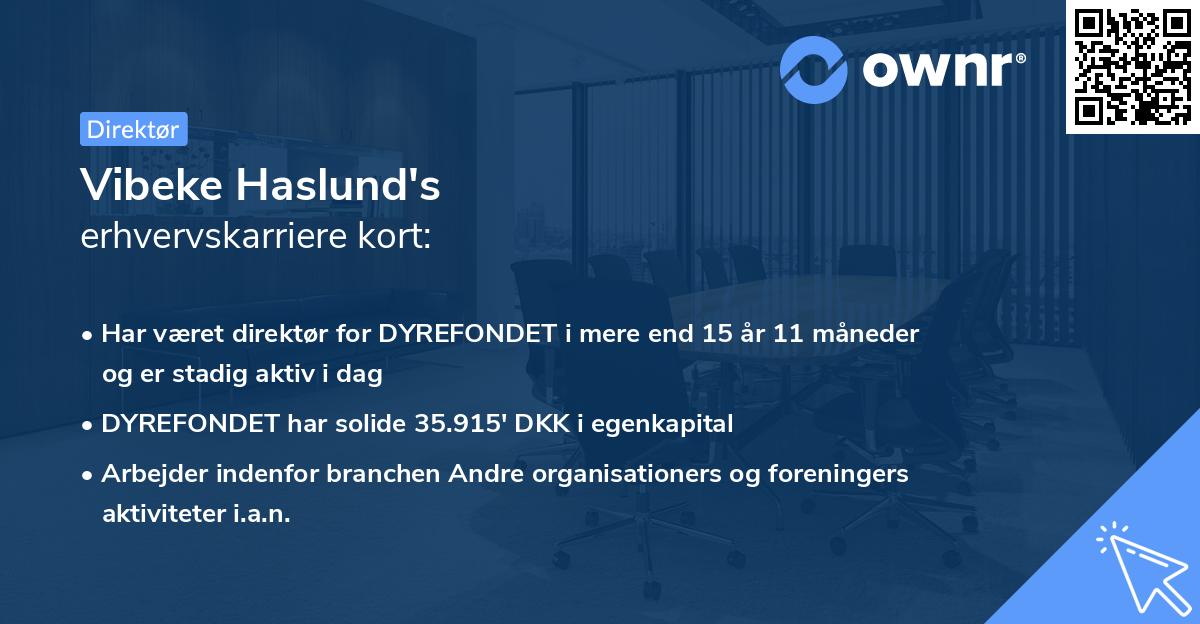 Vibeke Haslund's erhvervskarriere kort