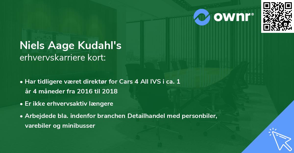 Niels Aage Kudahl's erhvervskarriere kort