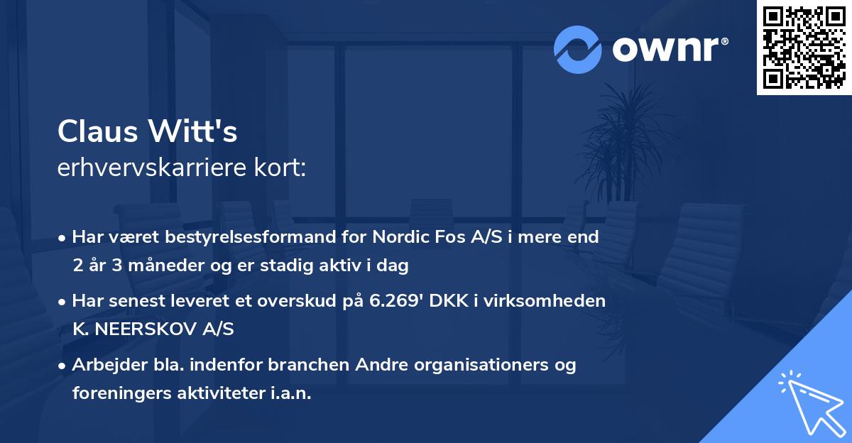 Claus Witt's erhvervskarriere kort