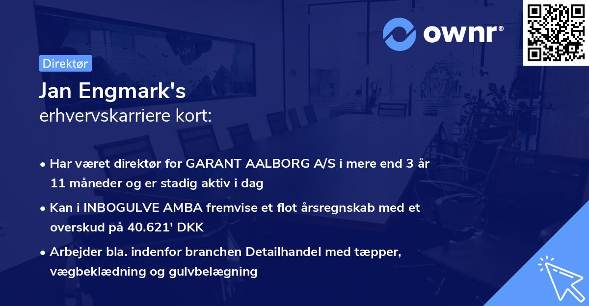 Jan Engmark's erhvervskarriere kort