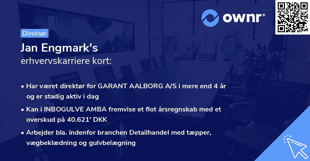 Jan Engmark's erhvervskarriere kort
