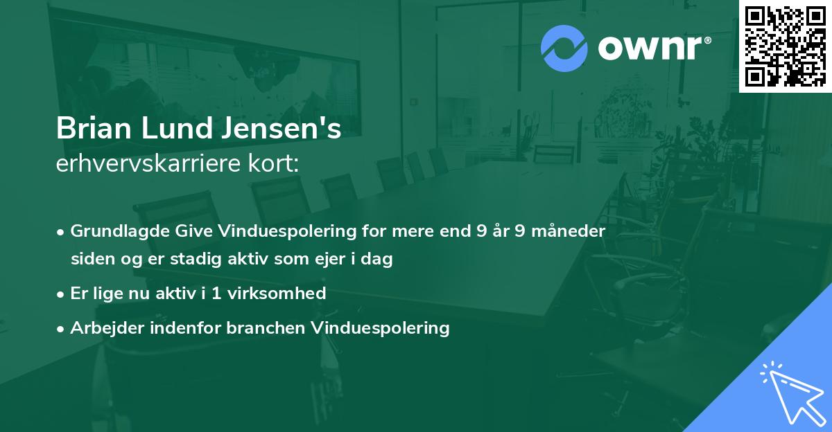 Brian Lund Jensen's erhvervskarriere kort