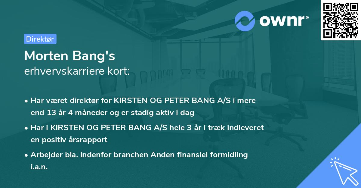 Morten Bang's erhvervskarriere kort