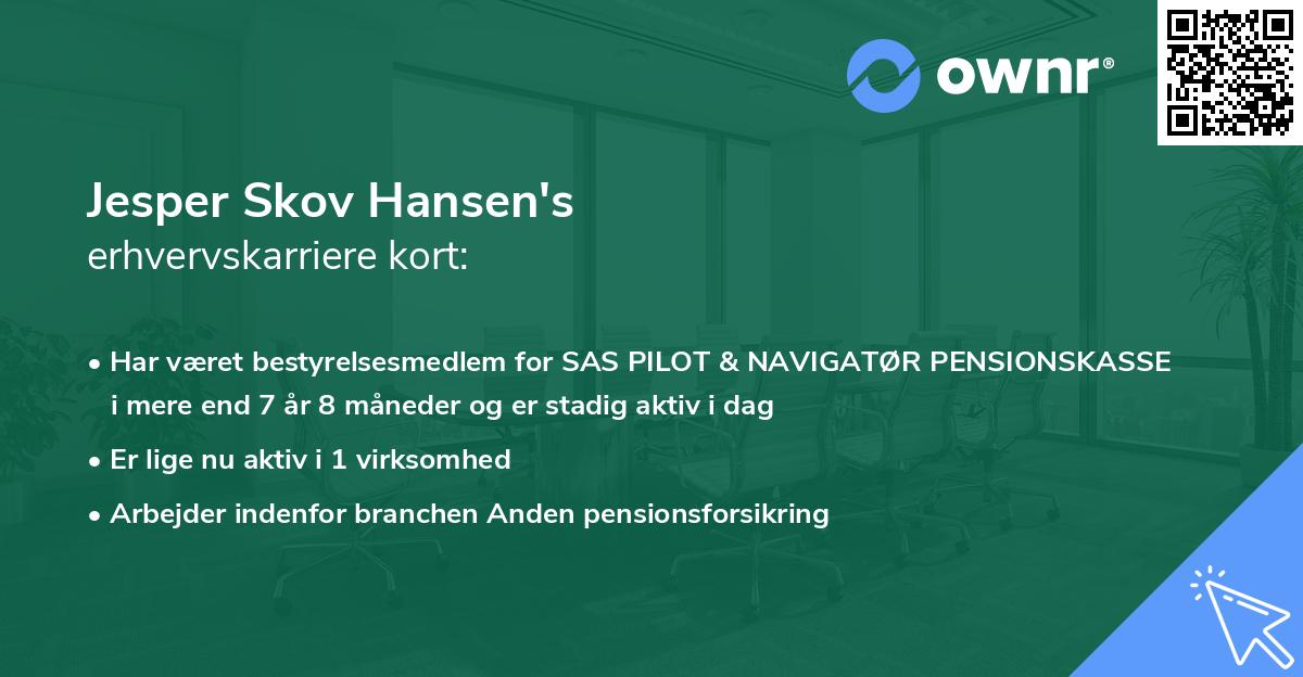 Jesper Skov Hansen's erhvervskarriere kort