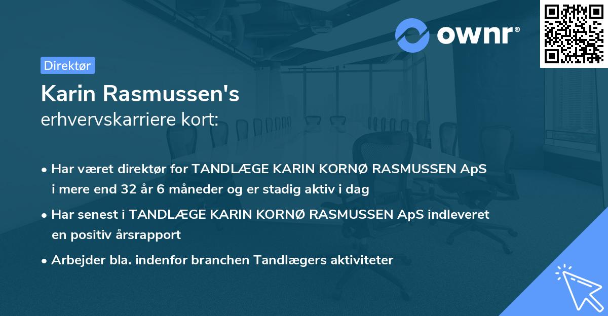 Karin Rasmussen's erhvervskarriere kort