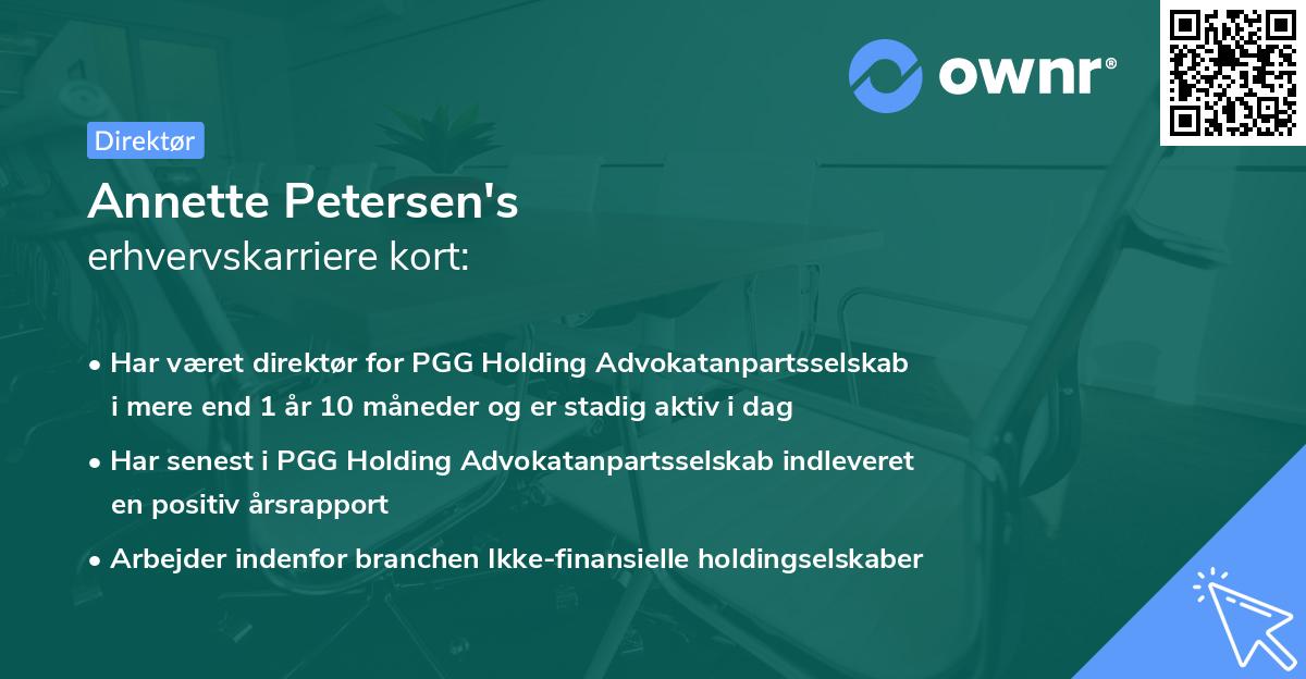 Annette Petersen's erhvervskarriere kort