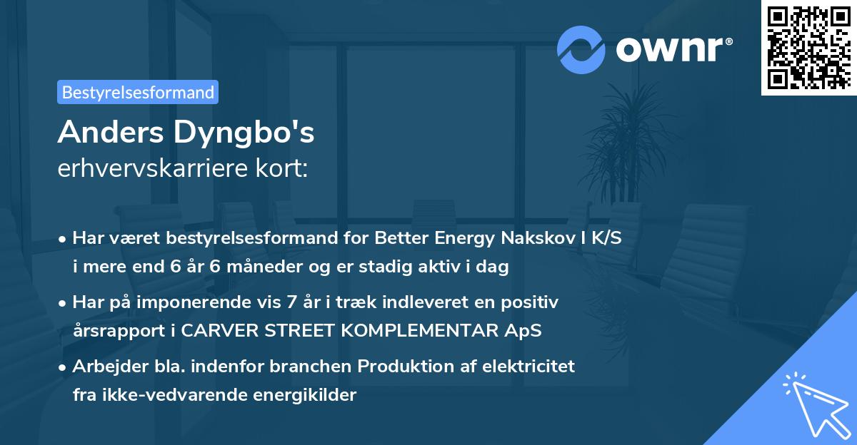 Anders Dyngbo's erhvervskarriere kort