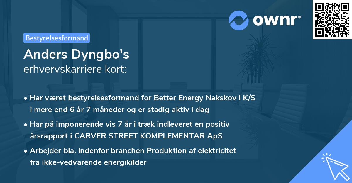 Anders Dyngbo's erhvervskarriere kort