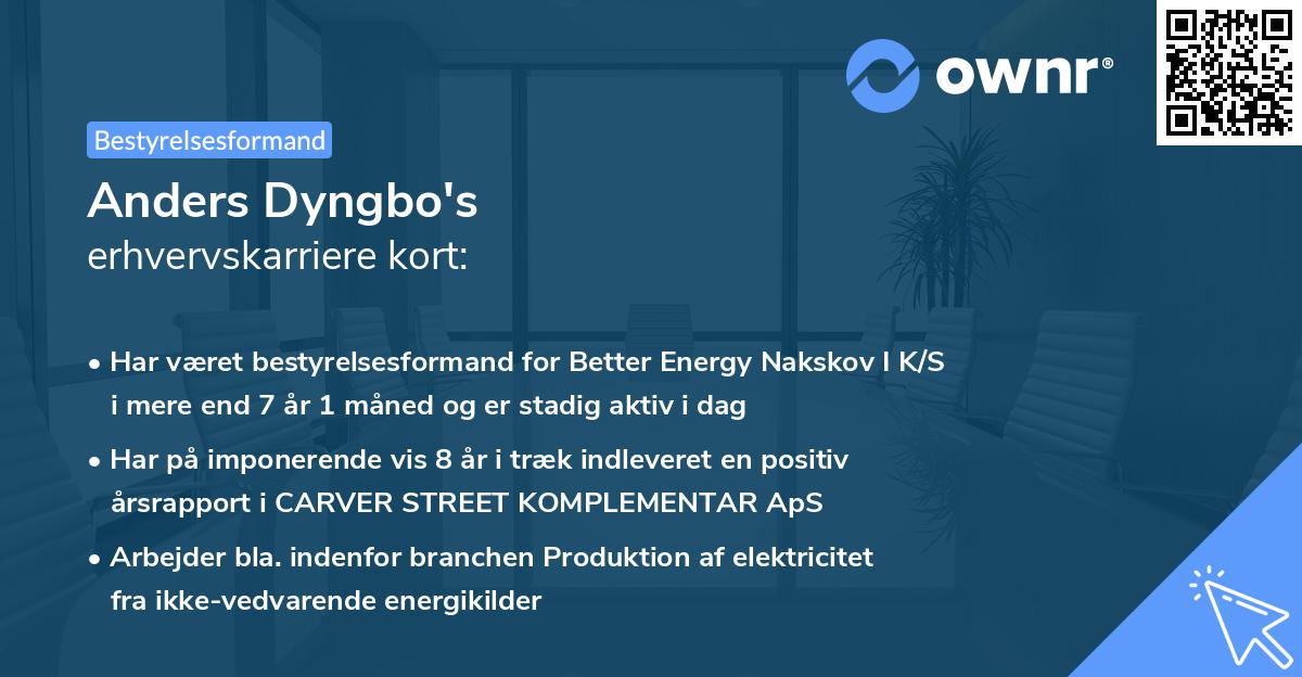 Anders Dyngbo's erhvervskarriere kort