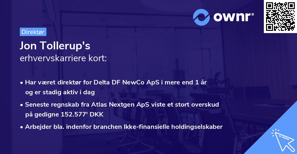 Jon Tollerup's erhvervskarriere kort
