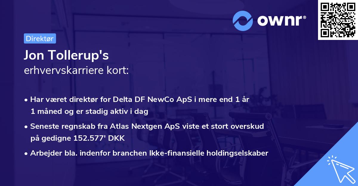 Jon Tollerup's erhvervskarriere kort