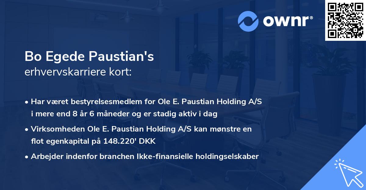 Bo Egede Paustian's erhvervskarriere kort