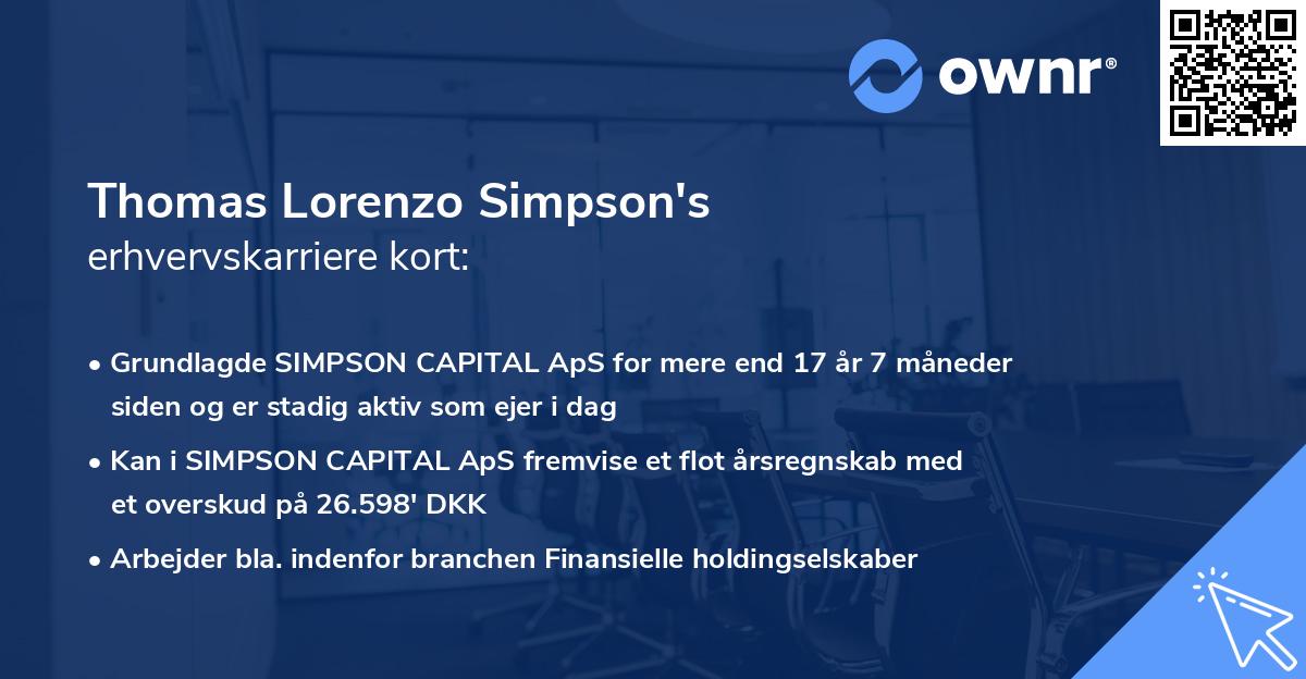 Thomas Lorenzo Simpson's erhvervskarriere kort