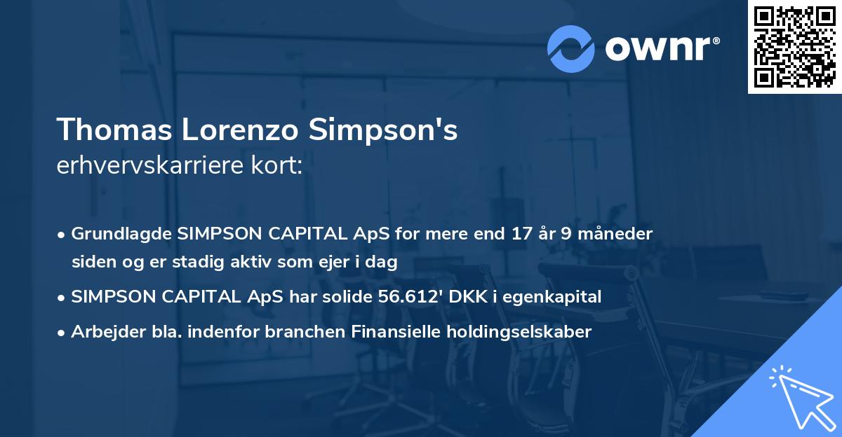 Thomas Lorenzo Simpson's erhvervskarriere kort