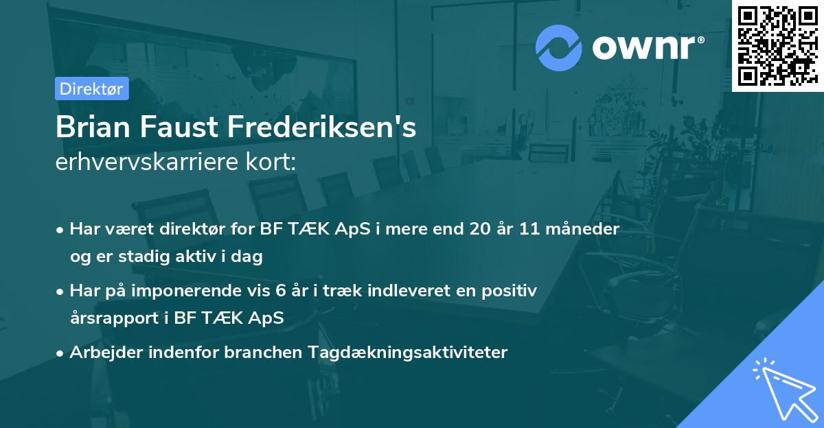 Brian Faust Frederiksen's erhvervskarriere kort