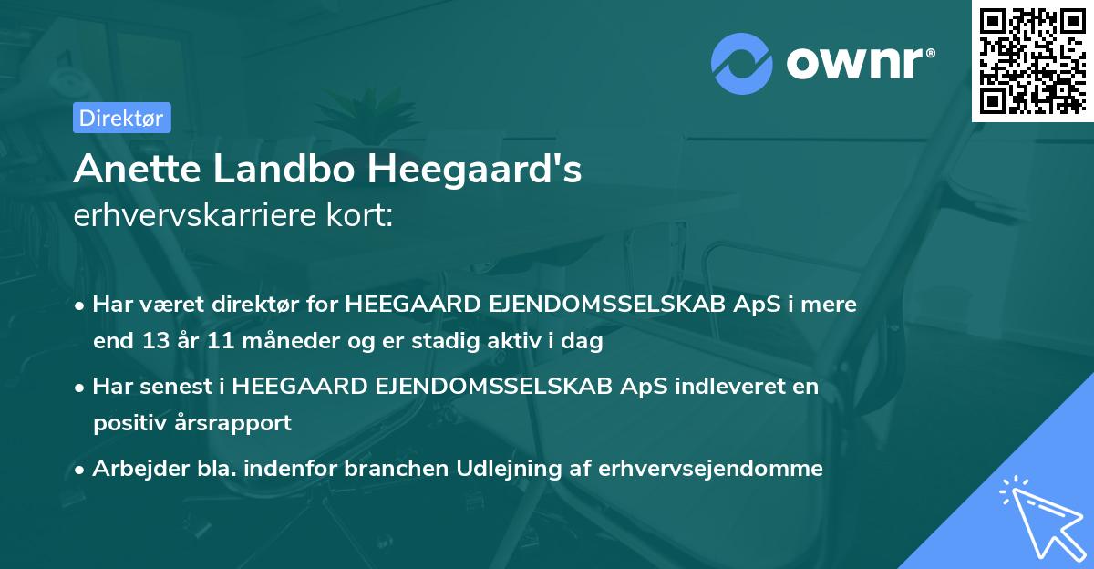 Anette Landbo Heegaard's erhvervskarriere kort