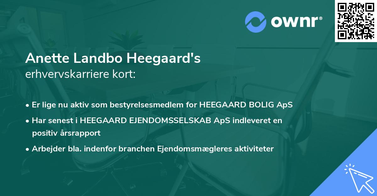 Anette Landbo Heegaard's erhvervskarriere kort